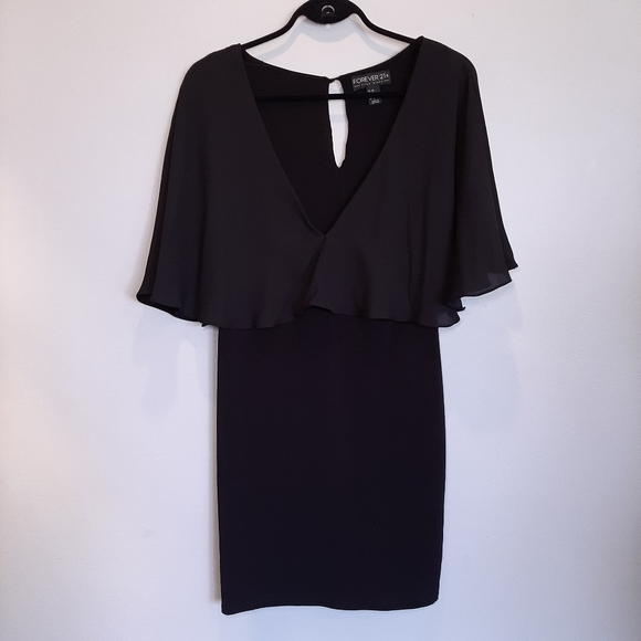 ❌SOLD❌ 21 Capelet Deep V-neck Bodycon Dress - Picture 5 of 11